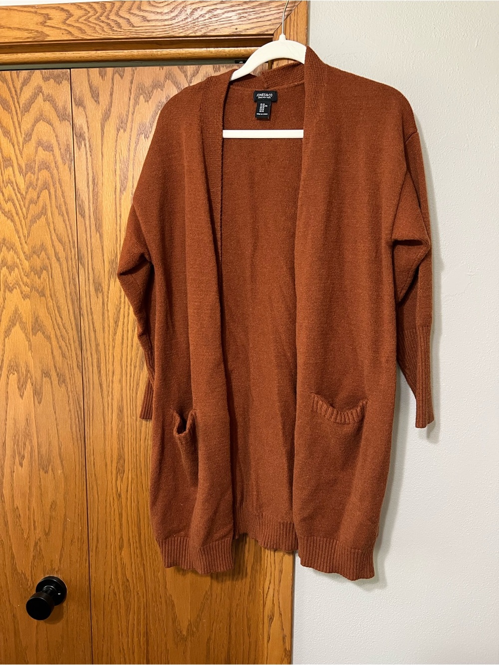 Rust Open-Front Long Cardigan - Picture 2 of 3
